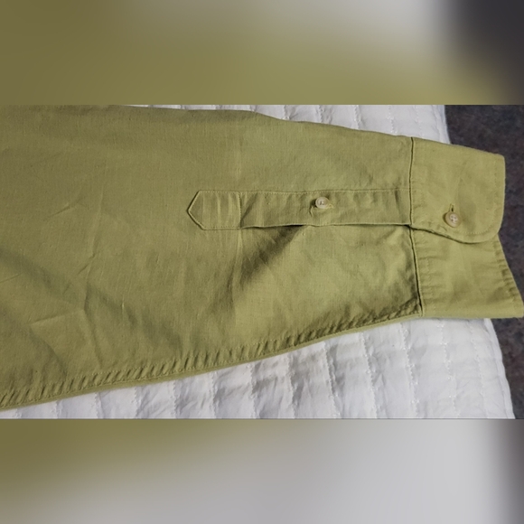 Racket Room Mens XL 🥑 Green Linen Cotton Dress/Casual  Button down Shirt - Picture 4 of 8